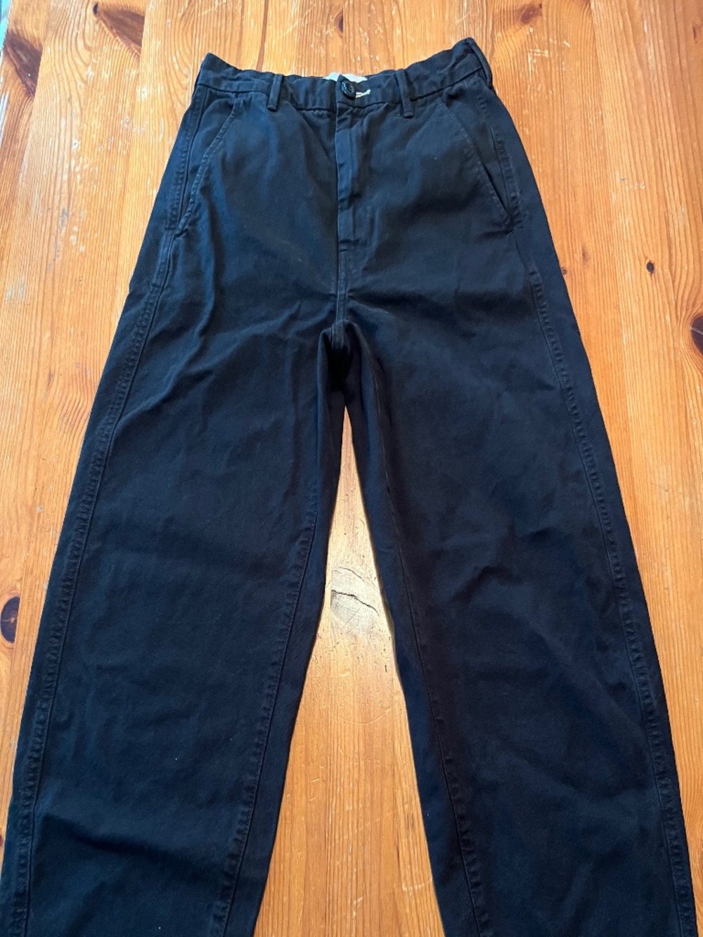 Everlane Black Curved Canvas Barrel Pants (size 0)